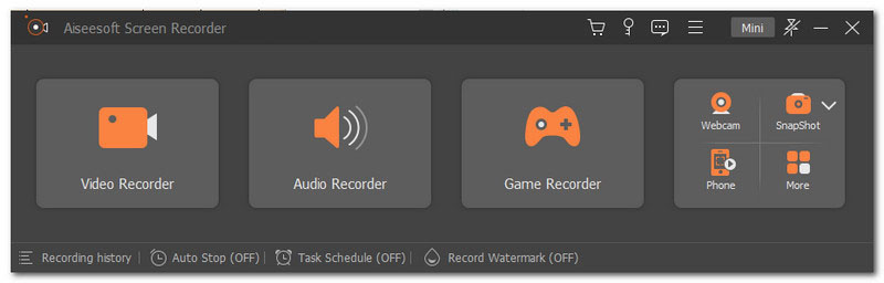 Aiseesoft Screen Recorder Main Interface