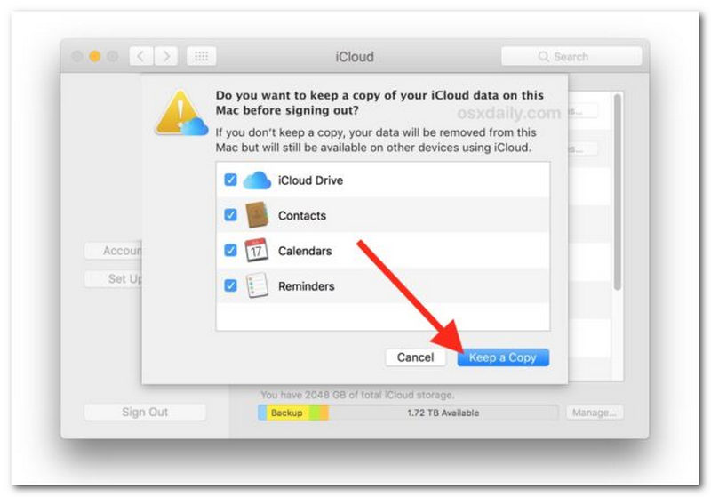 Apple ID:n poistaminen Macista Pidä kopio
