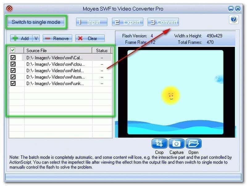 Moyea SWF to Video Converter Pro Batch Mode