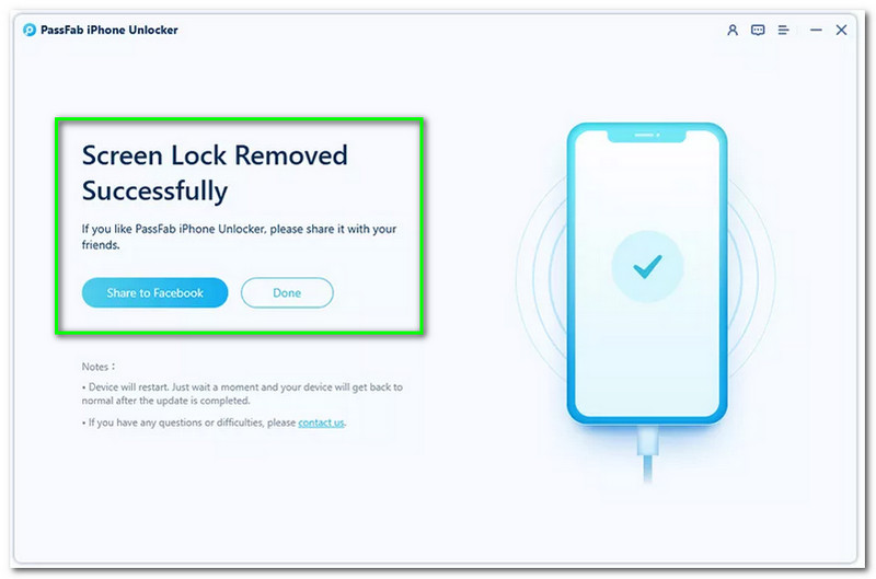 PassFab iPhone Unlocker đã xong