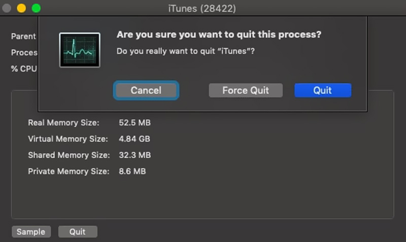 Salir del proceso de iTunes