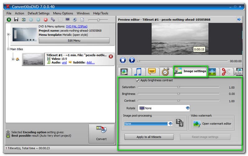 Configuración de imagen de VSO ConvertXtoDVD