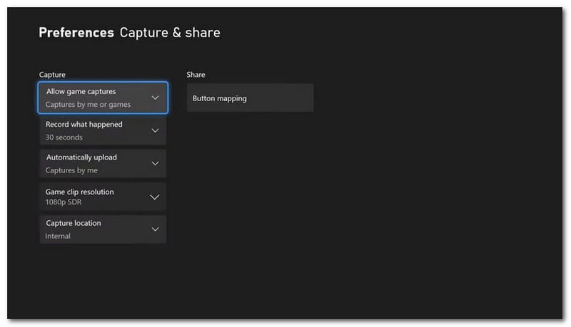 Xbox Capture and Share Säädä aika