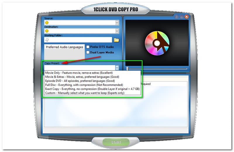 1CLICK DVD COPY - PRO Hoe de Six Copy Preset werkt