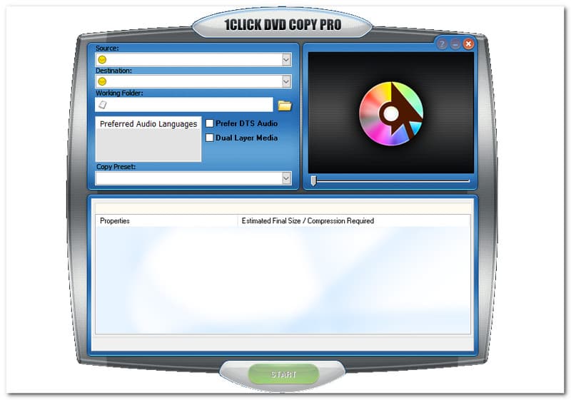 1CLICK DVD COPY - PRO Interface