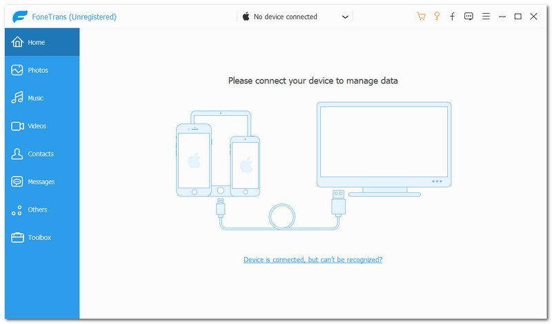 Interface Aiseesoft FoneTrans