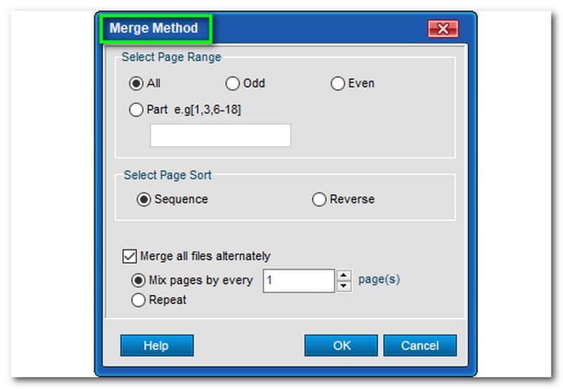 Aiseesoft Free PDF Merger Merge Method