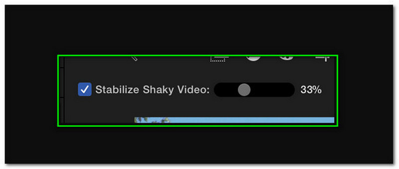 Controle deslizante de estabilização do iMovie