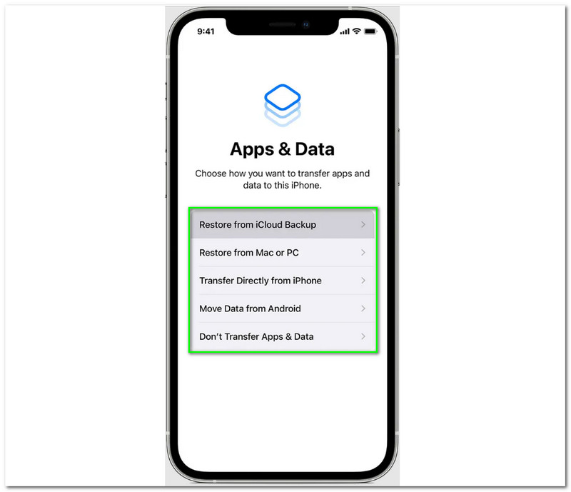 iPhone Säkerhetskopiera alla data Inledande installation