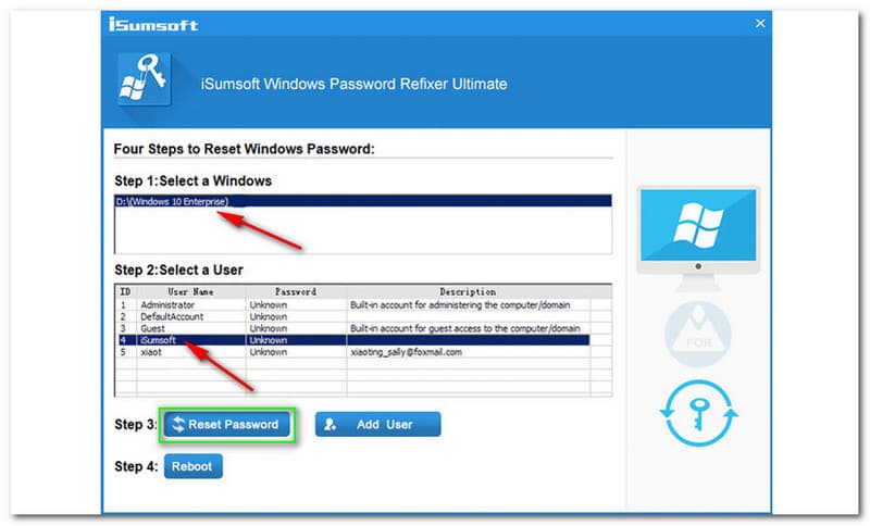 iSumsoft Windows Password Refixer Resetează-ți parola Windows