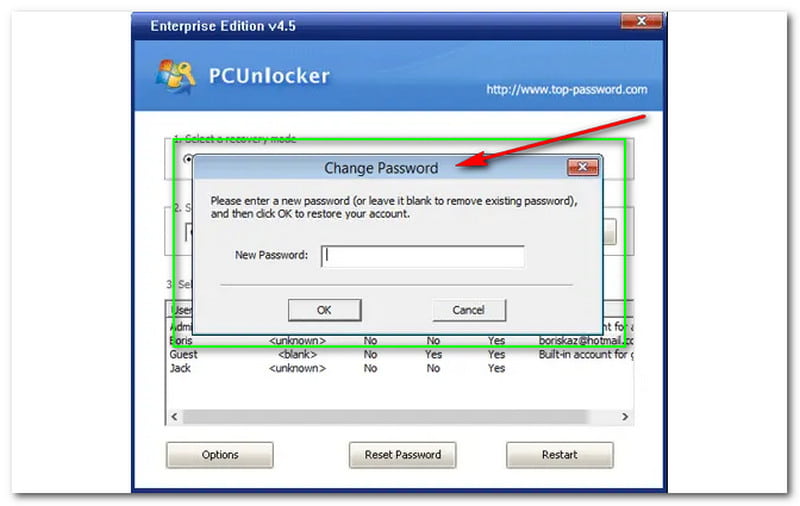 PCUnlocker Tetapkan Semula Kata Laluan Windows Dan Kata Laluan Direktori