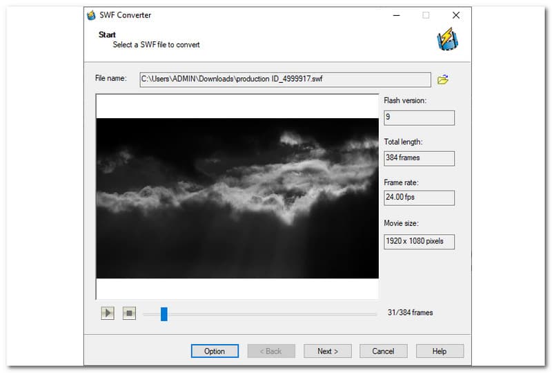 Sothink SWF to Video Converter Interface