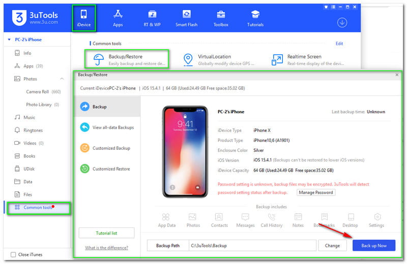 Sao lưu và khôi phục 3uTools