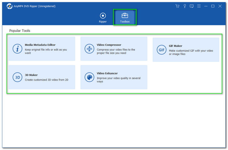 กล่องเครื่องมือ DVD Ripper ของ AnyMP4