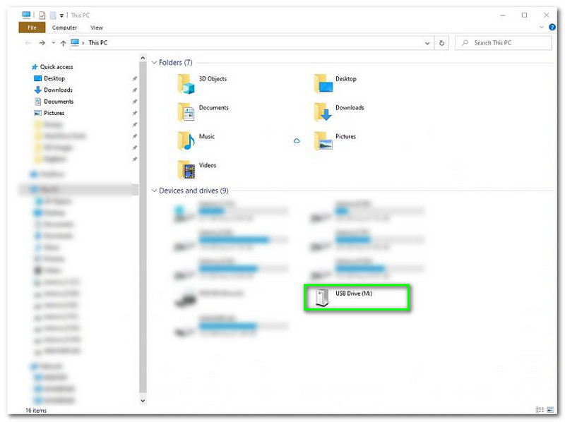 BitLocker-Wiederherstellungsschlüssel-Datei-Explorer Wählen Sie USB-Laufwerk