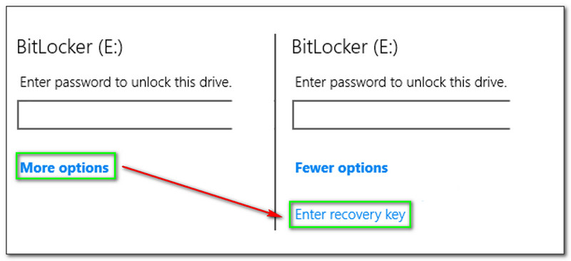 BitLocker Recovery Key More Options