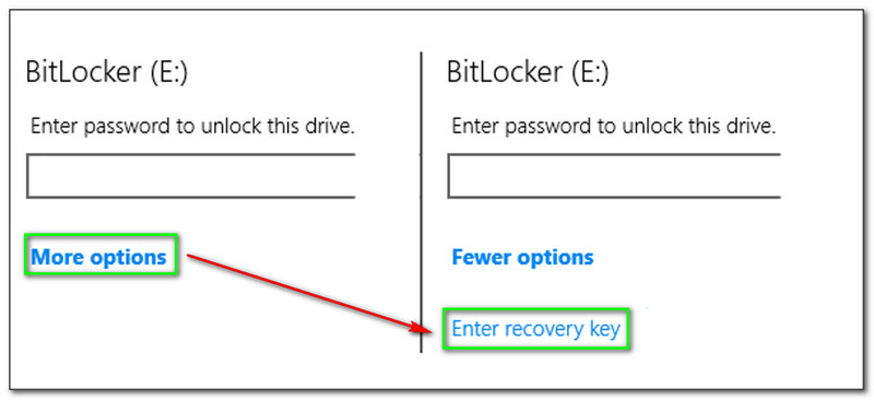 BitLocker-Wiederherstellungsschlüssel Weitere Optionen