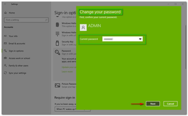 How to Change Windows Password Current Password Next