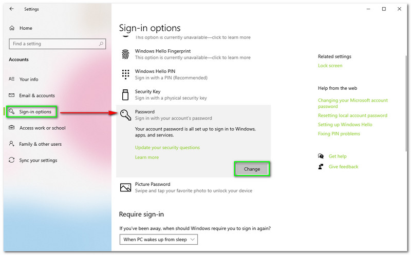 How to Change Windows Password New Password Sign in Options Password Change