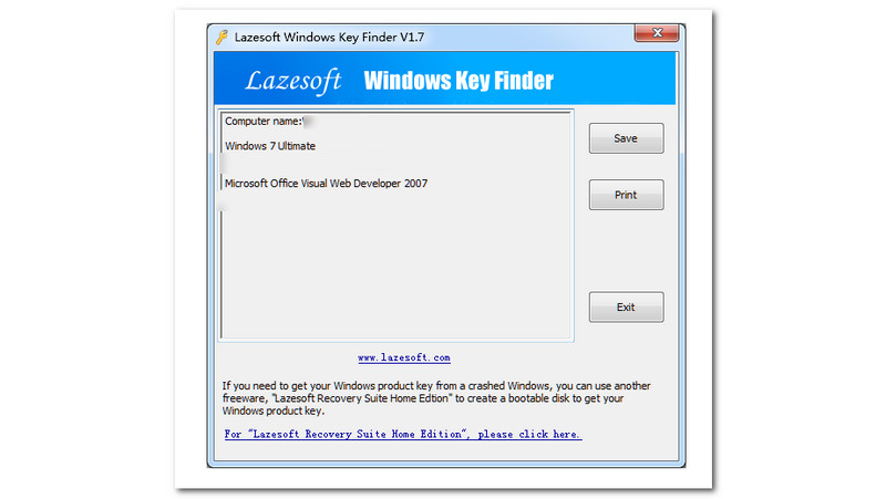 Recherche de clé Microsoft Office Recherche de clé Windows Lazesoft