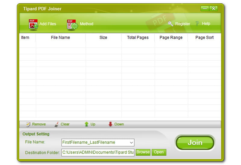 Tipard PDF Joiner Interface