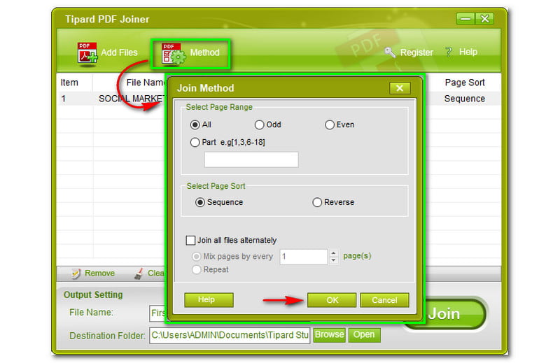 Tipard PDF Joiner Join Method