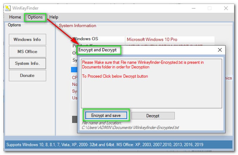 Win keyfinder Descifrar la información de Windows y la información de Microsoft Office