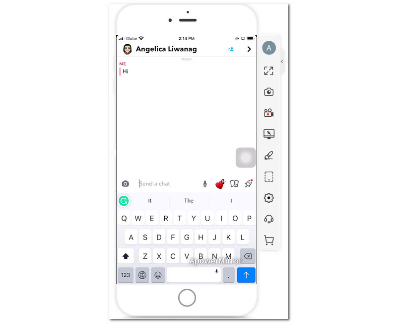 ApowerMirror Gravando mensagens do Snapchat no iOS usando o ApowerMirror