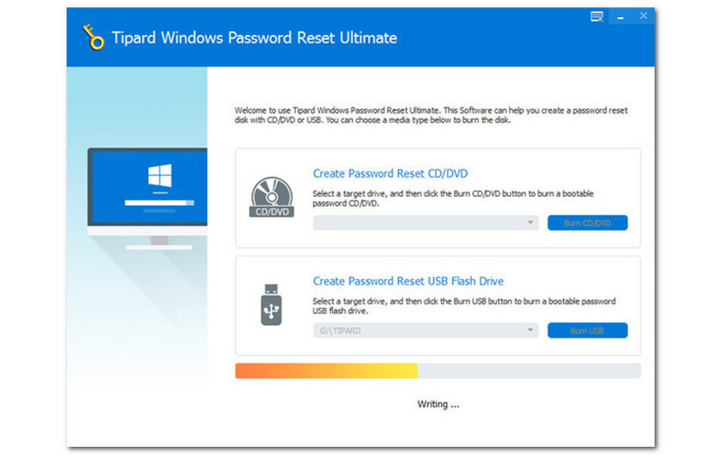 Förbigå Windows Admin-lösenord Vänta på bränningsprocessen