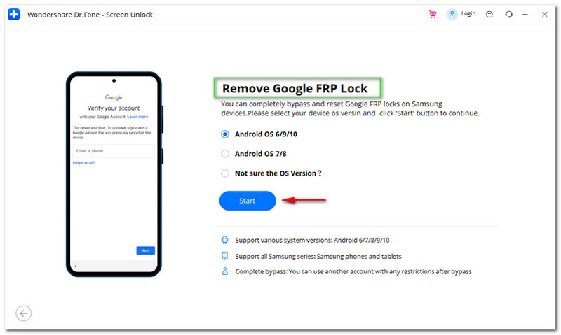 Dr.Fone - Bloqueio de tela Remova o bloqueio do Google FRP