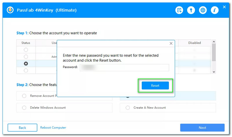 Forget Windows Password Enter new Password On The Text Box