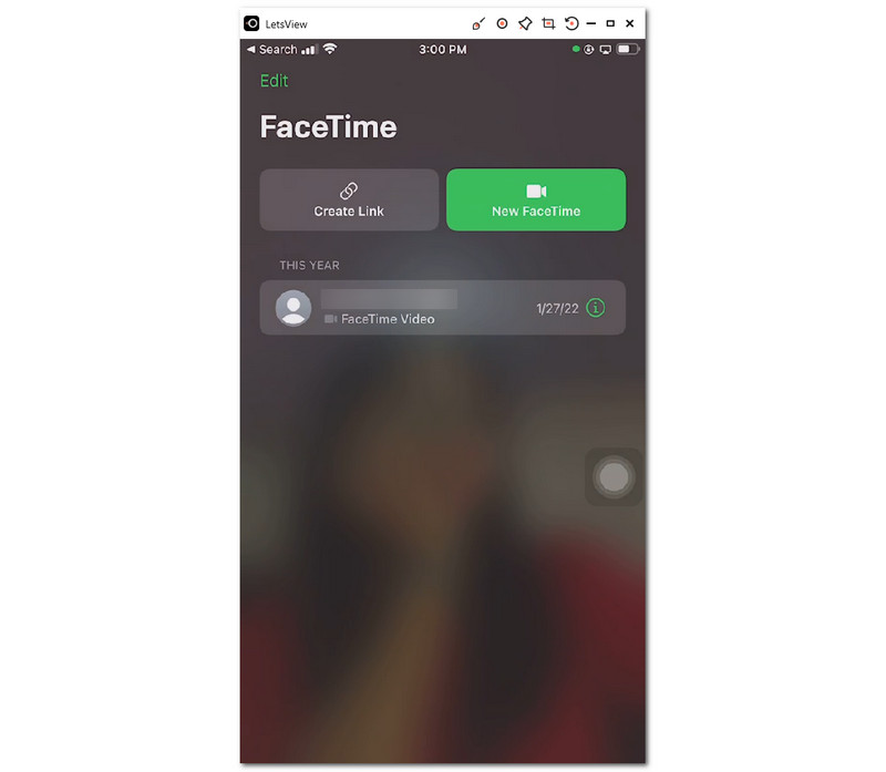 LetsView iOS สะท้อนหน้าจอ Facetime