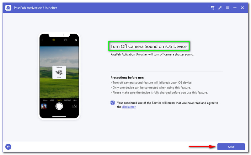 PassFab Activation Unlocker Απενεργοποιεί τον ήχο κάμερας σε συσκευή iOS