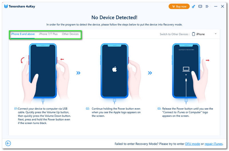 Tenorshare 4uKey Conectarea iPhone-ului la computer