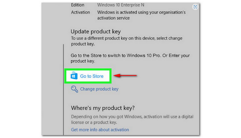 Windows Product Key Go to Store
