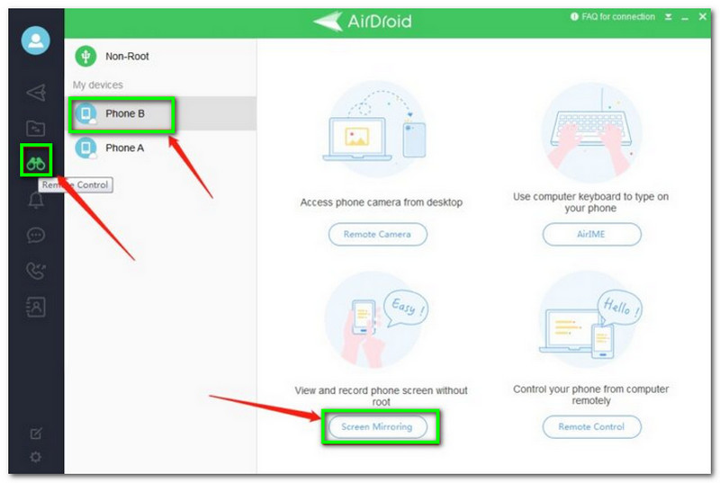 מראה מסך Airdroid