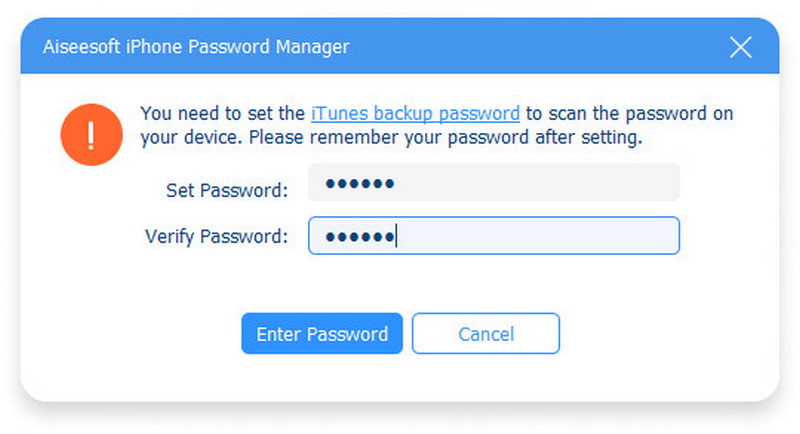 Aiseesoft iPhone Password Manager iTunes Säkerhetskopieringslösenord