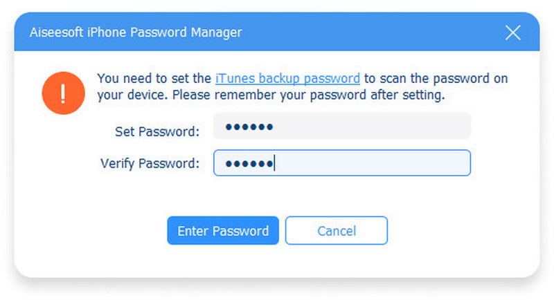 Aiseesoft iPhone Password Manager iTunes Backup Parola