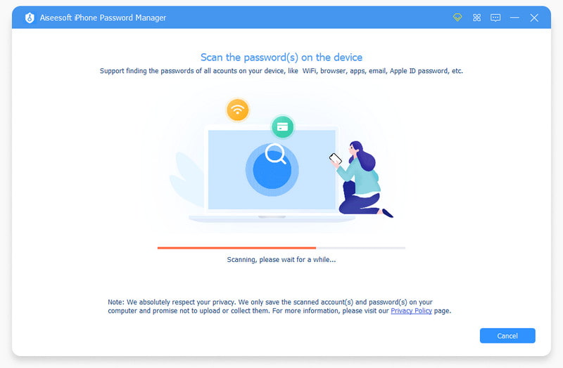 Aiseesoft Trình quản lý mật khẩu iPhone Bắt đầu kết nối