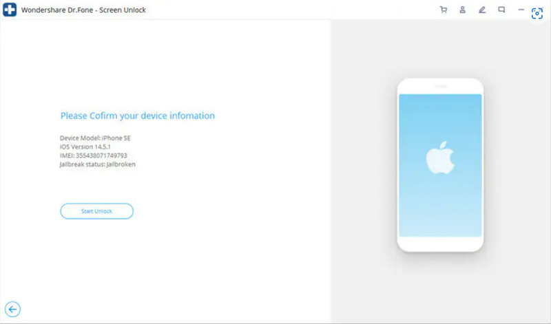 Dr Fone Start Unlock-knapp