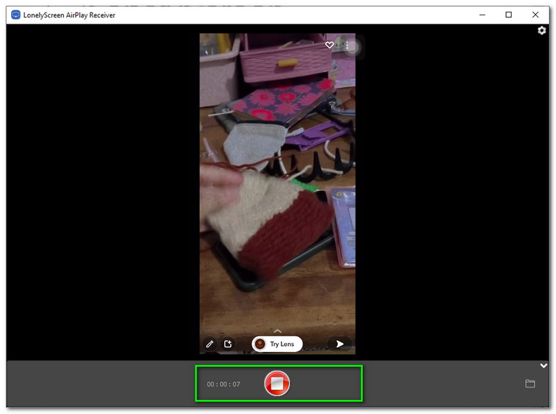 LonelyScreen gravando vídeos no Snapchat usando o LonelyScreen