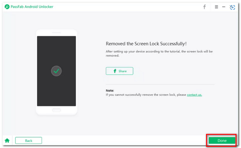PassFab Android Unlocker Done Button