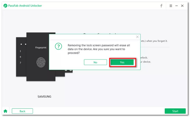PassFab Android Unlocker Yes Button