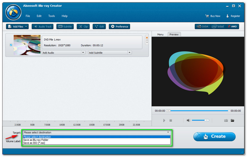 Cible de créateur de Blu-ray de solution