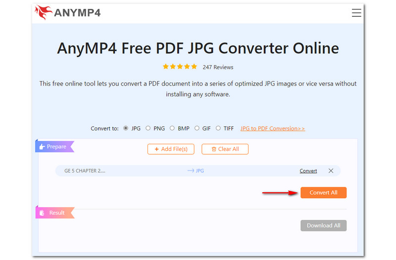 Meilleurs convertisseurs PDF JPG Anymp4 Free PDF JPG Converter Online