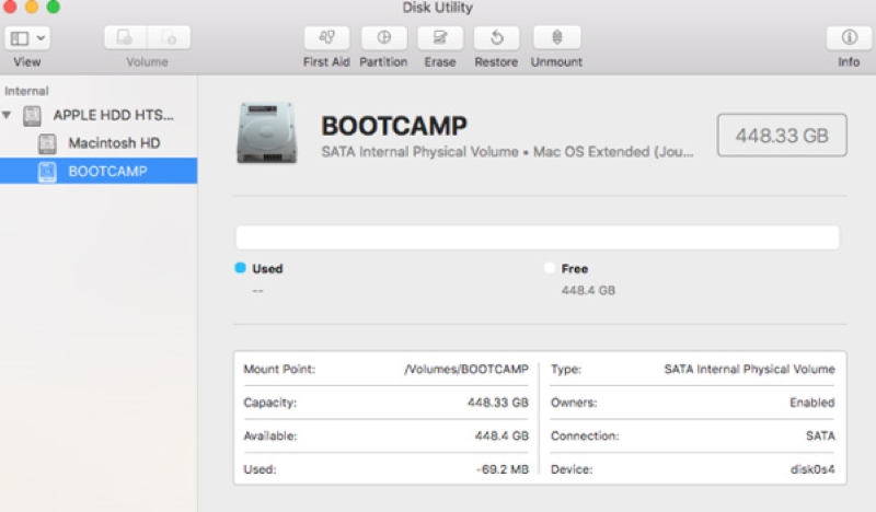 Boot Camp Mac をアンインストールする