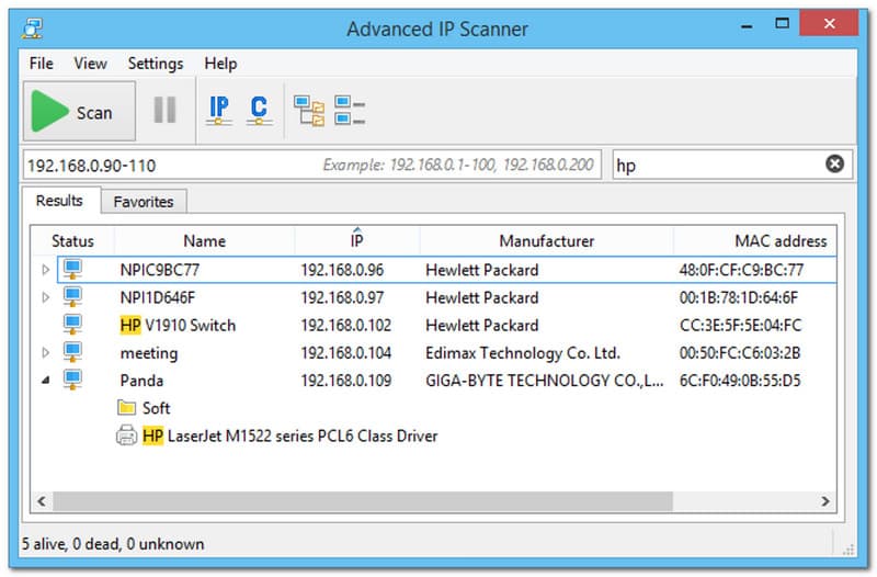 Advanced IP Scanner Review Interface