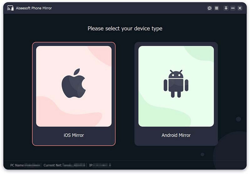 Aiseesoft Phone Mirror untuk PC Pilih Mirror IOS