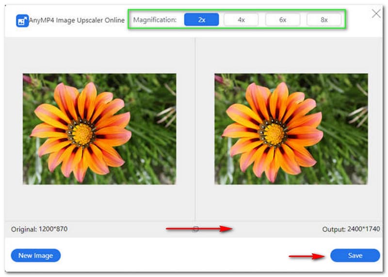 أفضل برنامج ترقية للصور AnyMP4 Free Image Upscaler عبر الإنترنت