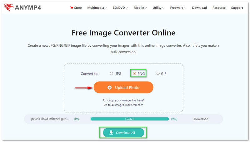 Best JPG to PNG Converter AnyMP4 Free Image Converter Online